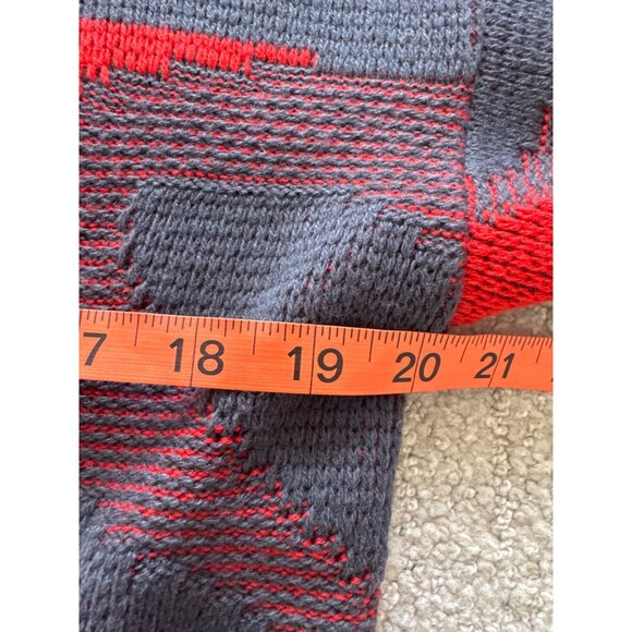 Vintage Mondi Abstract Red & Gray Patterned Sweater Knit Material Unisex Fit Lon - Picture 10 of 10